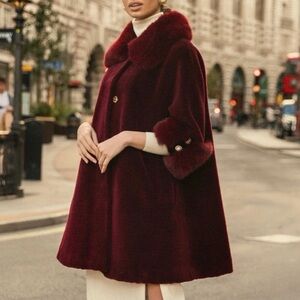Santinni London ‘Marilyn’ Wool Swing Coat in Rosso